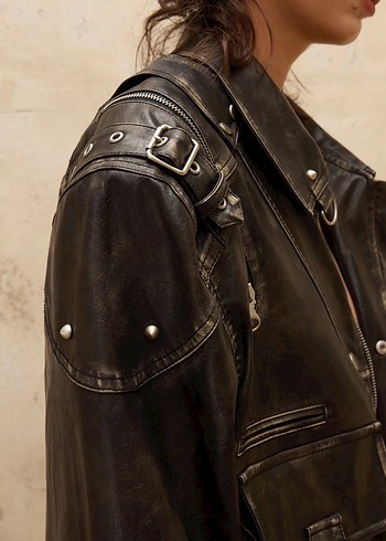 Personsoul Deri Biker Ceket - Görsel 3