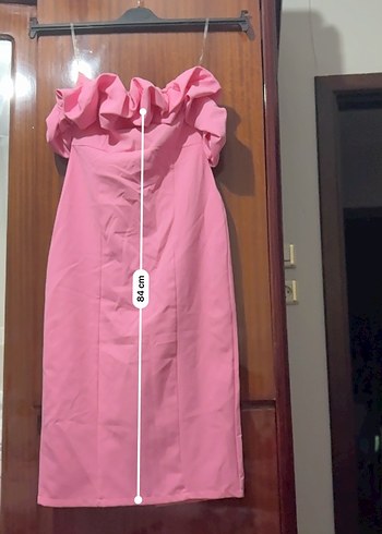 m Beden pembe Renk Pembe Straplez Uzun Abiye Elbise