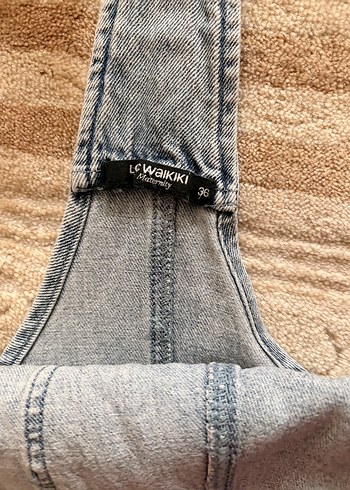 Gri Kadın Midi Denim Salopet - Görsel 4