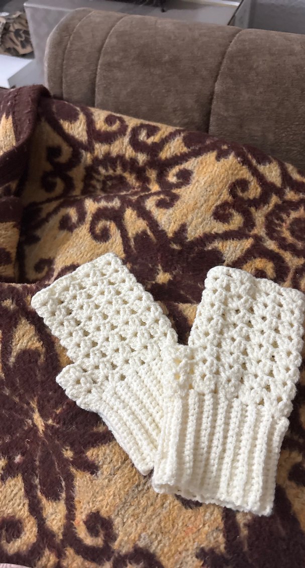 Beyaz Örgü Bohem Kadın Eldivenleri - Görsel 5