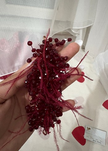 Accessorize Bordo Boncuklu İpeksi Saç Aksesuarı