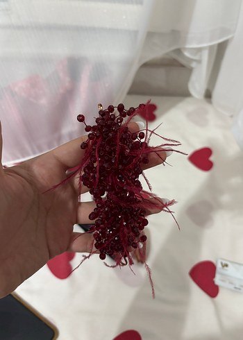 Beden bordo Renk Bordo Boncuklu İpeksi Saç Aksesuarı