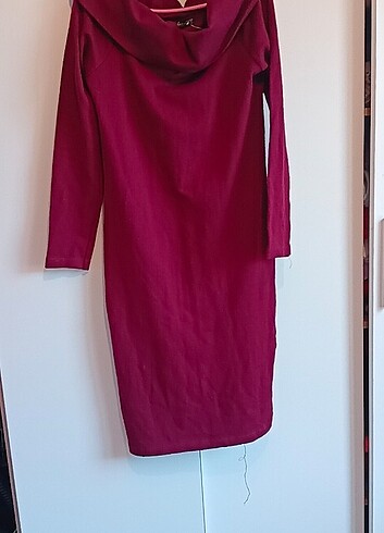 Bordo likrali elbise