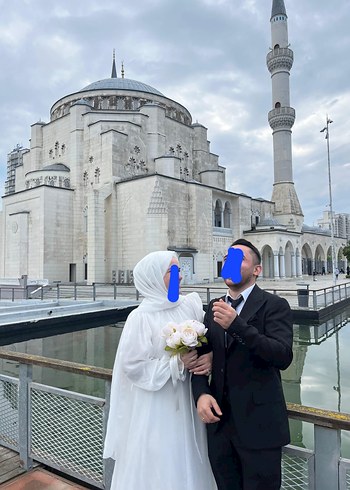 universal Beden Uzun Beyaz tesettür nikah abiye