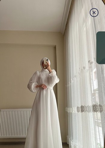 Uzun Beyaz tesettür nikah abiye