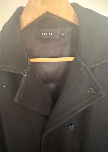 Nique Siyah Uzun Kaşe Kaban  XL Beden - Görsel 2