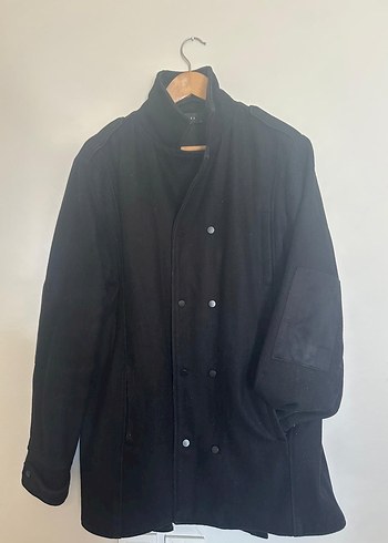 Nique Siyah Uzun Kaşe Kaban  XL Beden - Görsel 4