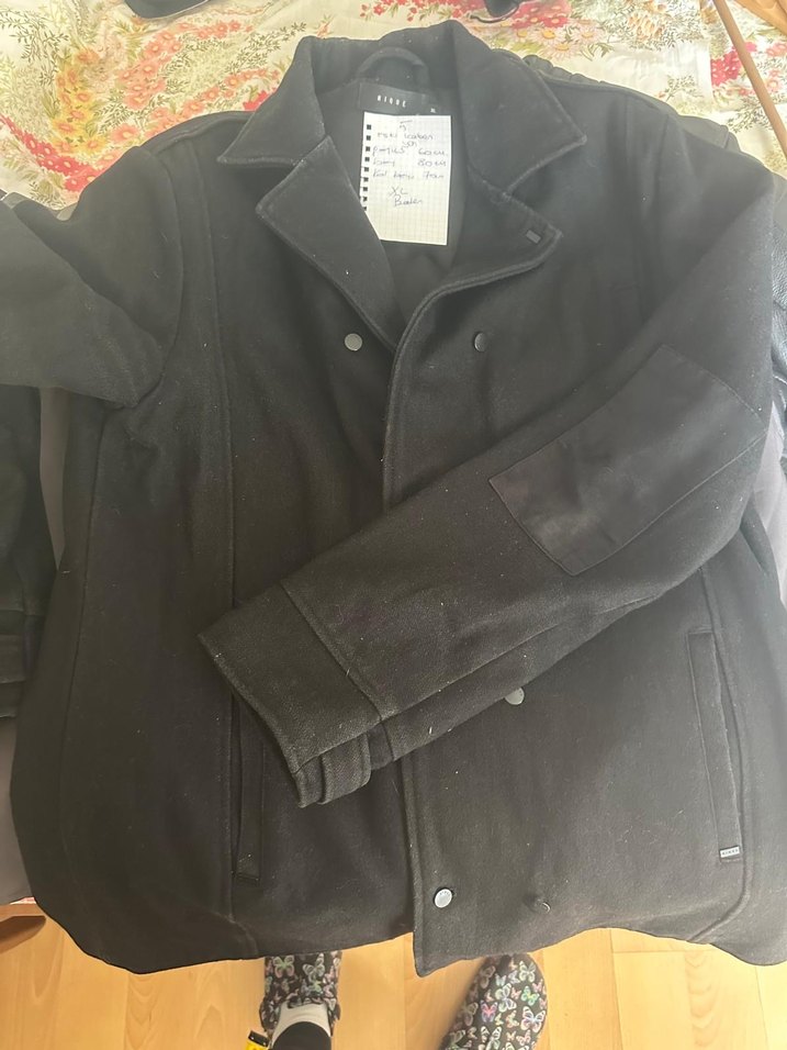 Nique Siyah Uzun Kaşe Kaban  XL Beden - Görsel 5