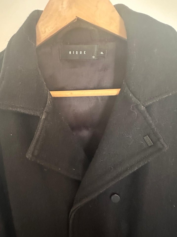 Nique Siyah Uzun Kaşe Kaban  XL Beden - Görsel 2