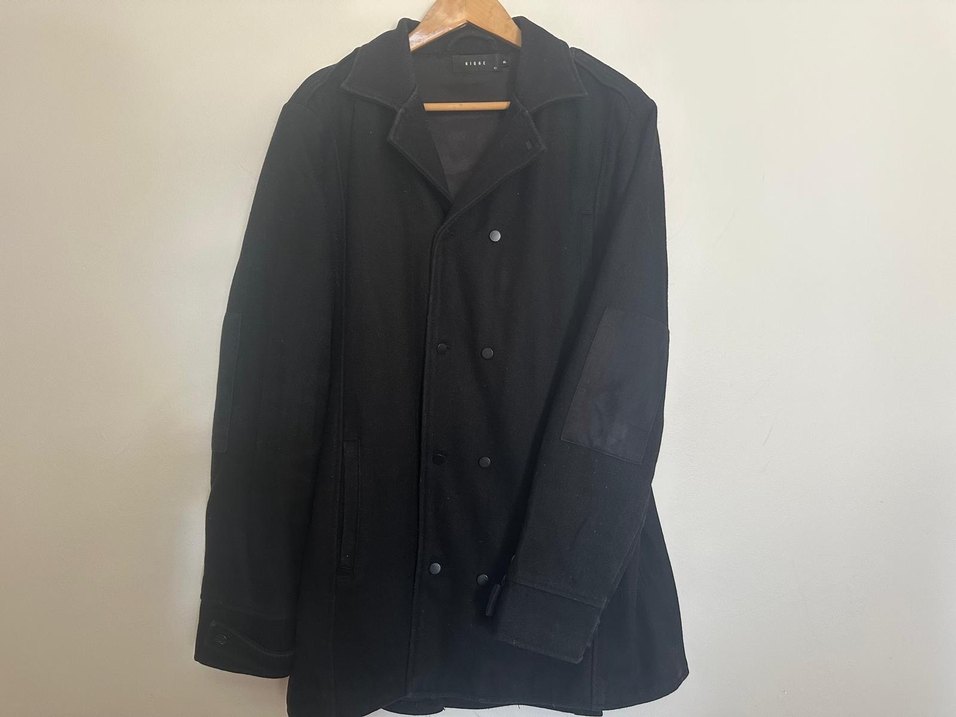 Nique Siyah Uzun Kaşe Kaban  XL Beden - Görsel 3