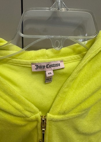 Juicy Couture neon sarı kısa kollu kapüşonlu hoodie (XL beden) - Görsel 4