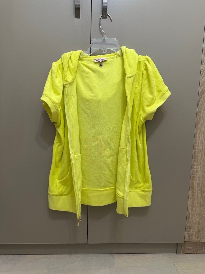 Juicy Couture neon sarı kısa kollu kapüşonlu hoodie (XL beden) - Görsel 2