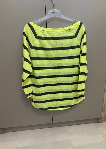 Aeropostale Orijinal XL Çizgili Neon Sarı Üst / Salaş - Görsel 2