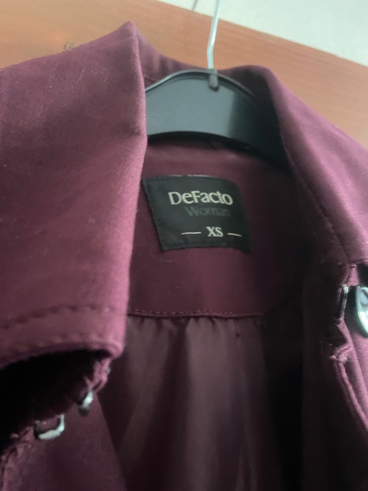 Bordo Midi Boy Düğmeli Kadın Trençkot - Görsel 4