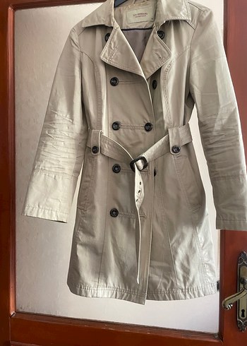 Düğmeli Bej Midi Kadın Trençkot - Görsel 2