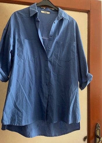 Mavi pamuklu gömlek - Görsel 2