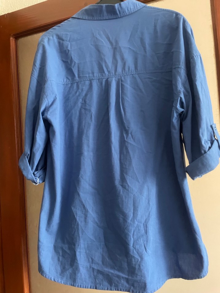 Mavi pamuklu gömlek - Görsel 4