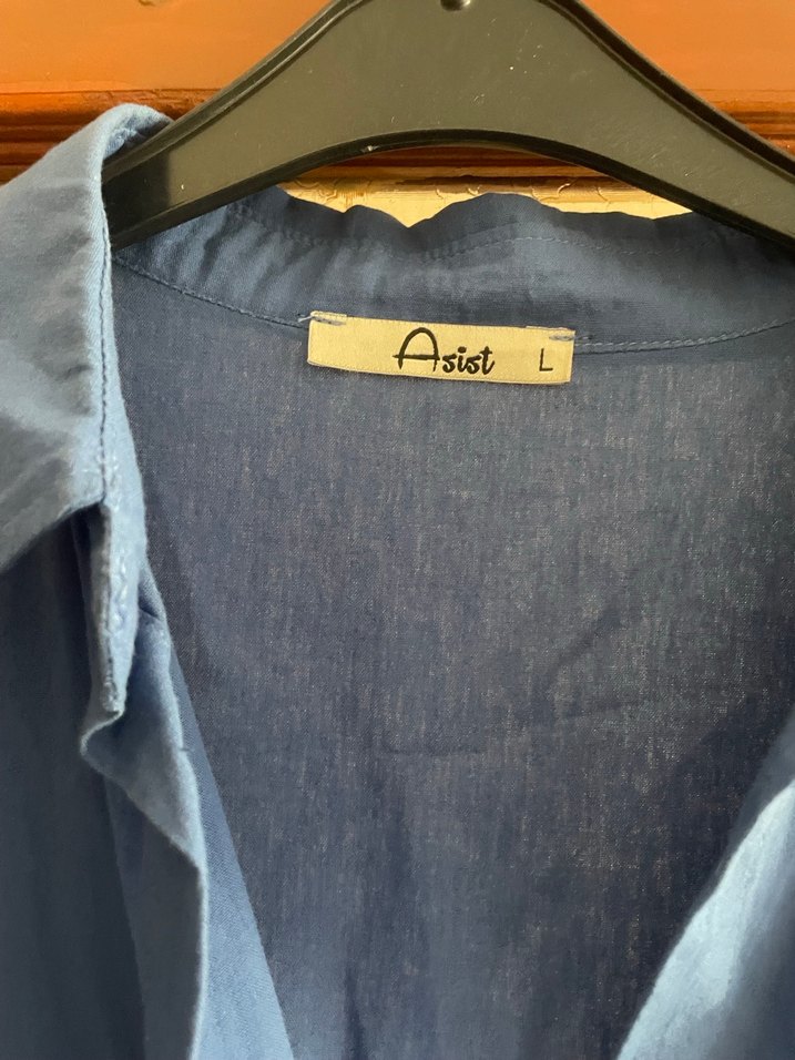 Mavi pamuklu gömlek - Görsel 3