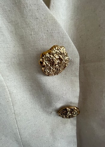 Düğmeli Keten Beyaz Kolsuz Yelek - Görsel 4