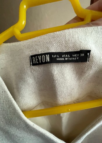 Düğmeli Keten Beyaz Kolsuz Yelek - Görsel 3