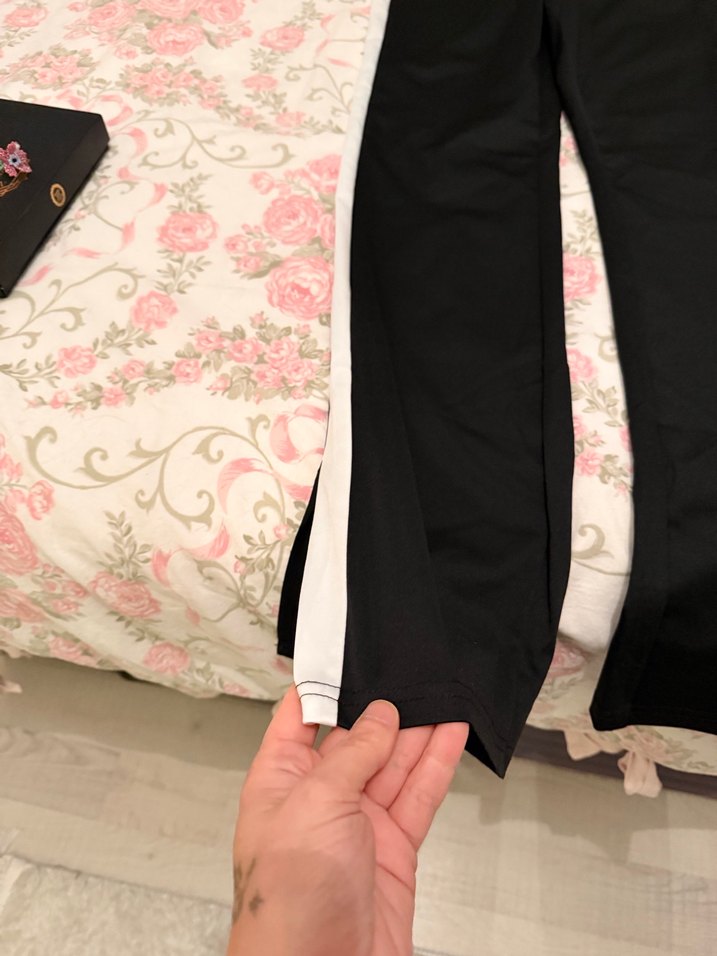 Kadın Siyah Yan Şeritli Midi Kumaş Pantolon - Görsel 3