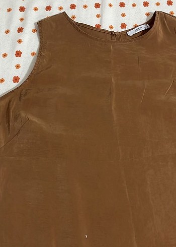 Kahverengi Kolsuz Uzun Keten Elbise - Görsel 6