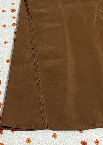 Kahverengi Kolsuz Uzun Keten Elbise - Görsel 5