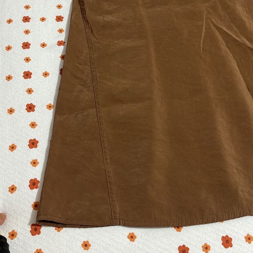 Kahverengi Kolsuz Uzun Keten Elbise - Görsel 5