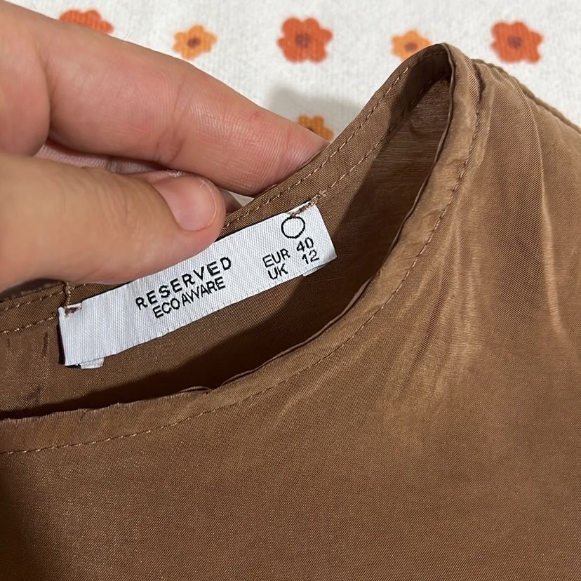 Kahverengi Kolsuz Uzun Keten Elbise - Görsel 4