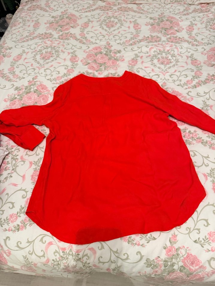 Kırmızı Kadın Keten Gömlek Uzun Kollu - Görsel 5