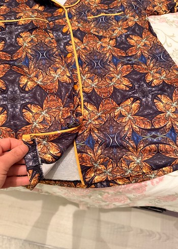 Bohem Tarzı Bağlama Desenli Kadın Pijama Takımı - Görsel 7