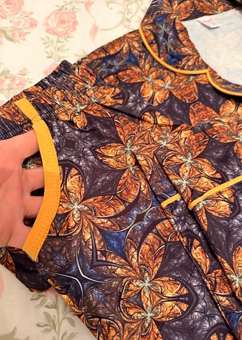 Bohem Tarzı Bağlama Desenli Kadın Pijama Takımı - Görsel 8