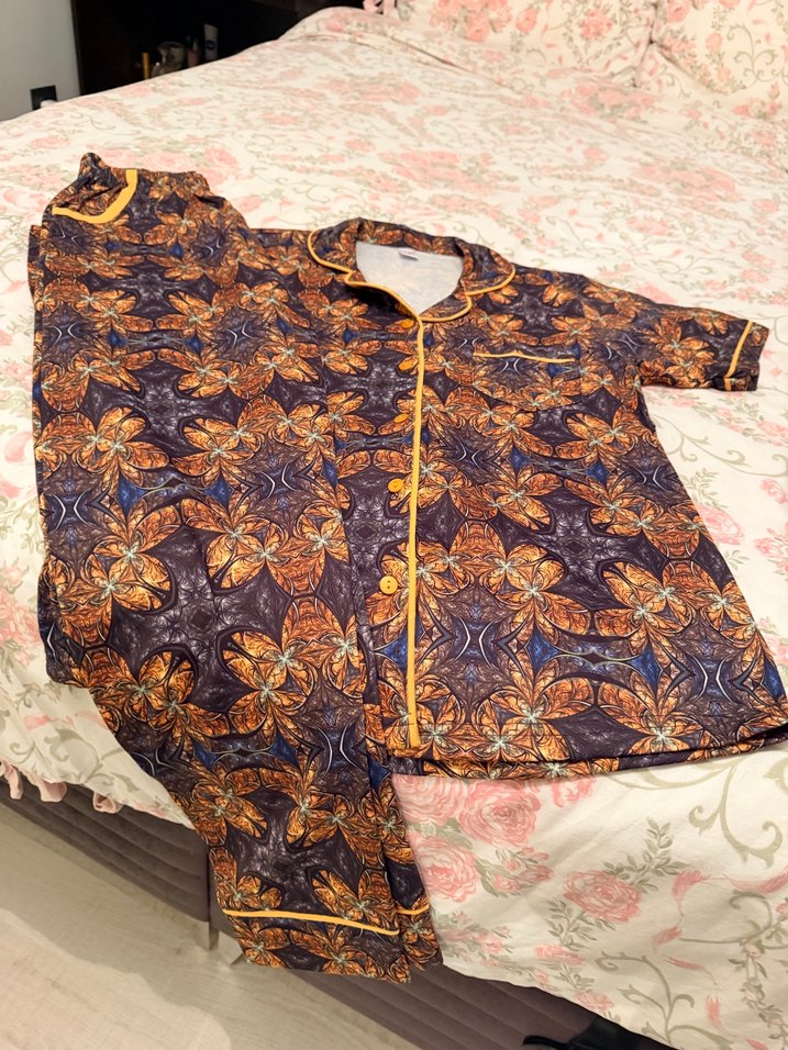 Bohem Tarzı Bağlama Desenli Kadın Pijama Takımı - Görsel 4