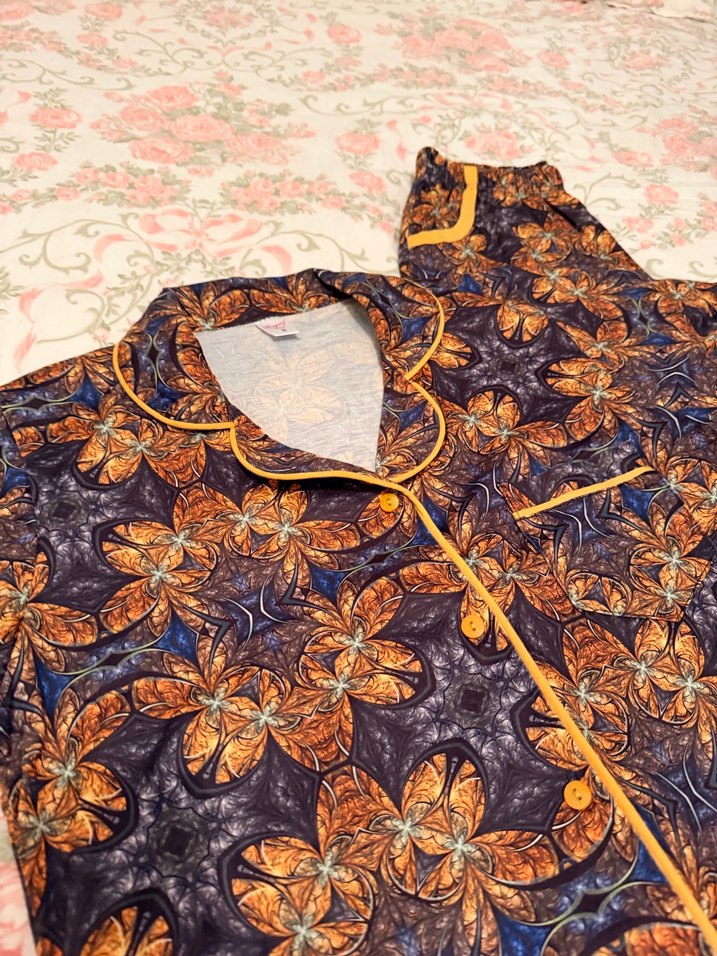 Bohem Tarzı Bağlama Desenli Kadın Pijama Takımı - Görsel 2