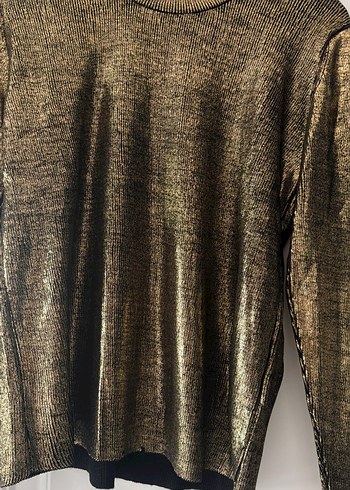 Parlak Altın Renkli Kadın Triko Kazak - Görsel 2