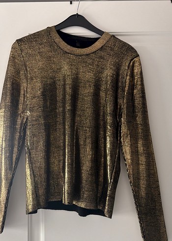 Parlak Altın Renkli Kadın Triko Kazak - Görsel 6