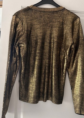 Parlak Altın Renkli Kadın Triko Kazak - Görsel 7