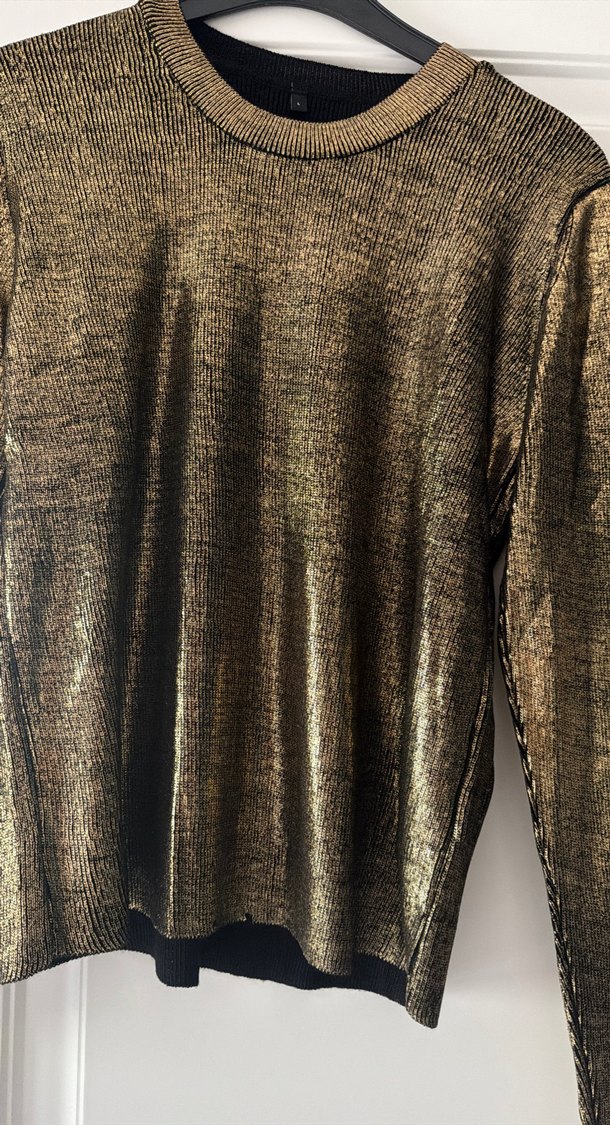 Parlak Altın Renkli Kadın Triko Kazak - Görsel 2