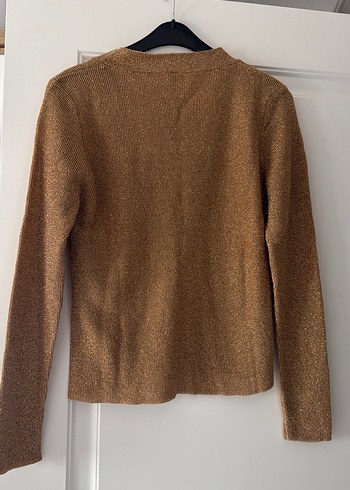 Parlak Kahverengi V-Yaka Kadın Hırka - Görsel 6