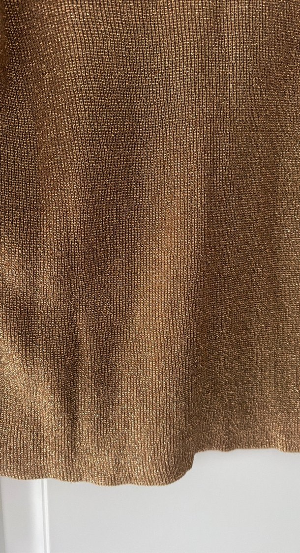 Parlak Kahverengi V-Yaka Kadın Hırka - Görsel 5