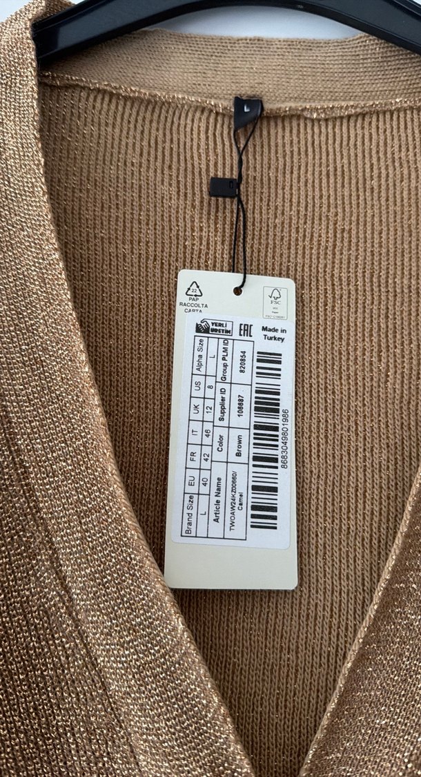 Parlak Kahverengi V-Yaka Kadın Hırka - Görsel 4