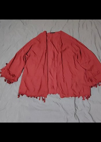 LC Waikiki Kiremit renkte Bohem Kadın Keten Ceket