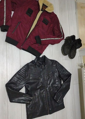 l/xl Beden çeşitli Renk Bordo Kemerli Deri Ceket, Yüksek Yaka, Günlük