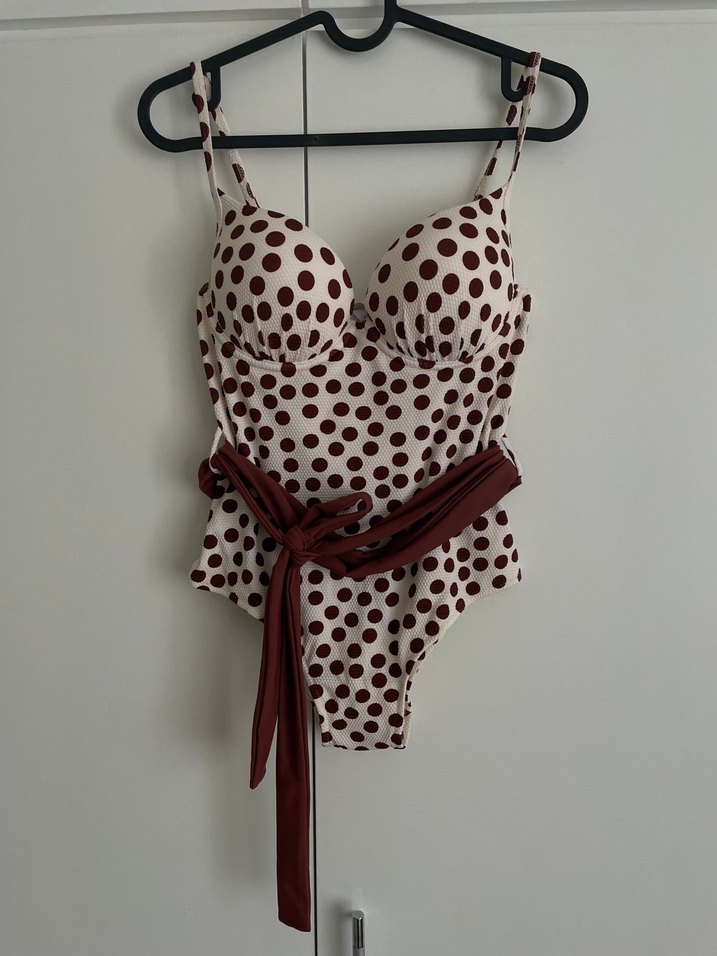 Puantiyeli Kemerli Kadın Mayo - Görsel 2