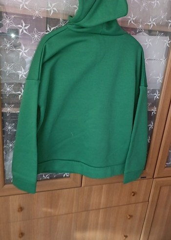 Yeşil Kapüşonlu Kadın Sweatshirt - Görsel 5