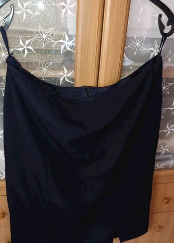 Drapeli Lacivert Midi Kadın Etekboy olcu 70 cm - Görsel 3