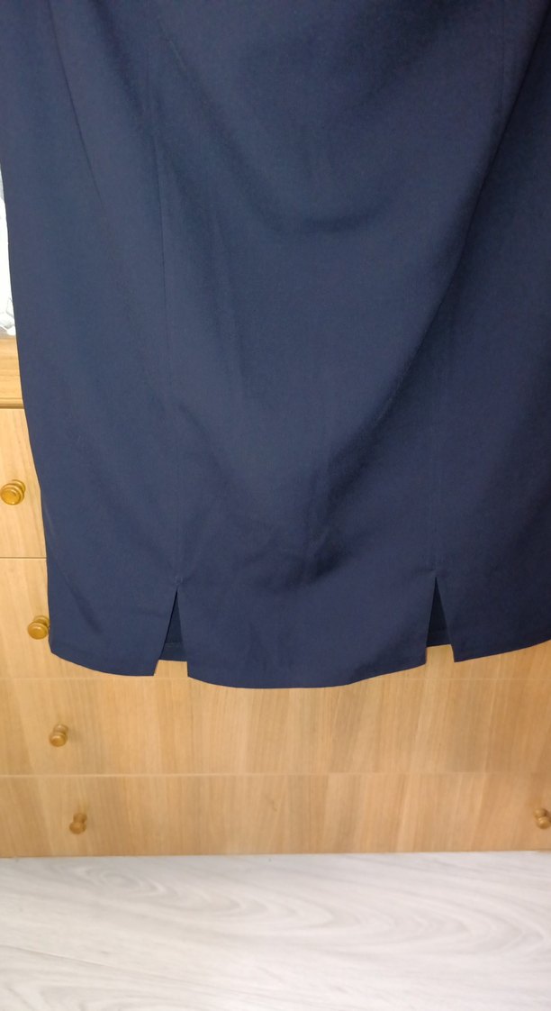 Drapeli Lacivert Midi Kadın Etekboy olcu 70 cm - Görsel 2