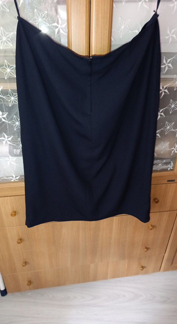 Drapeli Lacivert Midi Kadın Etekboy olcu 70 cm - Görsel 4