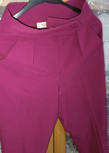 Bordo Kadın Kemerli Midi Kumaş Pantolon bel 36 - Görsel 3