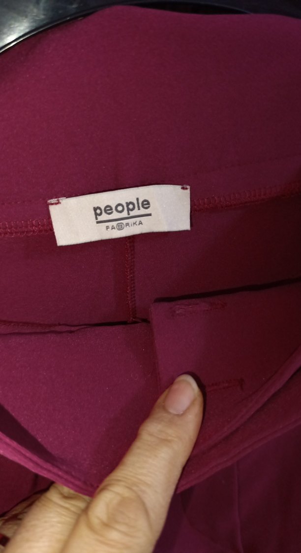 Bordo Kadın Kemerli Midi Kumaş Pantolon bel 36 - Görsel 4